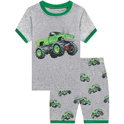 Toddler Boys Pajamas Monster Truck Cotton Kids Dinosaur Pjs 2 Piece Short Sets Summer Sleepwear Clothes Set 2-7 Years