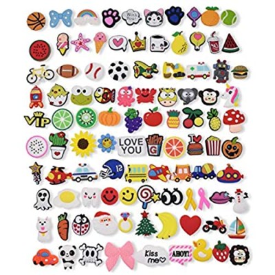 100 pcs Different Shape PVC Shoe Charms for shoe Decoration and Wrstband/Bracelet with holes Party Gift (100pcs)