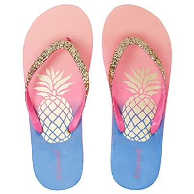 Ataiwee Girl's Flip Flops  Kid's Slip On Beach Thong Sandals with Mermaid Turtle Fruit Printed for Younger Older Children.