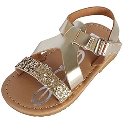 bebe Toddler Girls’ Sandals – Strappy Leatherette Sandals with Hook and Loop Heel Strap