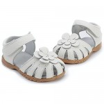 Femizee Girls Genuine Leather Soft Closed Toe Princess Flat Shoes Summer Sandals(Toddler/Little Kid)