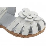 Femizee Girls Genuine Leather Soft Closed Toe Princess Flat Shoes Summer Sandals(Toddler/Little Kid)