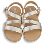 festooning Girls Flat Sandals Princess Open Toe Sandal with Adjustable Strap Summer Flat Shoes