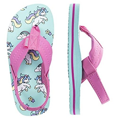 FITORY Kids Flip Flops  Boys Thong Girls Sandals with Back Strap for Beach(Toddler/Little Kid)
