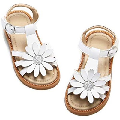 Flaryzone Toddler/Little Girls' Open Toe Hook & Loop Strap Summer Flat Sandals
