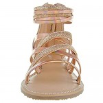 FUPPIA Girls Gladiator Sandals Strappy Summer Sandals with High Ankle Back Zipper for Little Girls