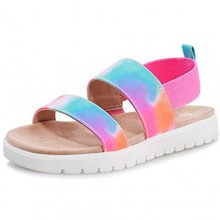 shoeslocker Girls Sandals Summer Shoes Open Toe Elastic Back Strap Sandals Flat for Little Kids Big Kids