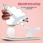 Vonair Girls White Strappy Summer Sandals Open-Toe Fashion Cute Dress Sandals for Little Big Kids