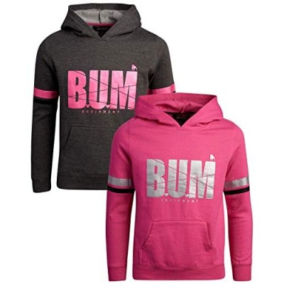B.U.M. Equipment Girls' Sweatshirt - Active Fleece Pullover Hoodie (2 Pack)