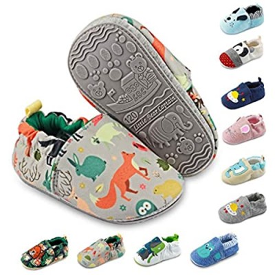 Baby Boys Girls Slippers Non Skid Rubber Sole Baby Walking Shoes Cartoon Infant Sneaker Toddler House Shoes for Baby Girls(6-24 Months)