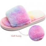 Boys Girls Fuzzy House Slippers Cute Comfy Faux Fur Slip On Fluffy Plush Open Toe Home Slides for Kids Indoor Outdoor Warm Shoes