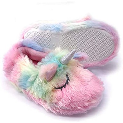 Dream Bridge Warm Animal Soft Cozy Cute Cartoon Plush Non-Slip Slippers Winter House Shoes Fuzzy Indoor Bedroom Shoes for Toddler Kids