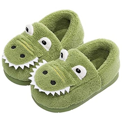 FCTREE Boys Girls Warm Dinosaur House Slippers Toddler Kids Fuzzy Indoor Bedroom Shoes