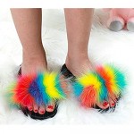 Girls Fluffy Slippers Toddler Girls Faux Fur Slip On Summer Open Toe Furry Slippers Flip Flops Shoes Flats Indoor Outdoor