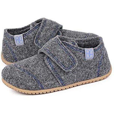 HomeTop Kids Soft Wool Felt House Shoes with Adjustable Hook and Loop