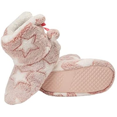 Jessica Simpson Girls Bootie Slippers - Fuzzy Comfy Plush Memory Foam Star Booties Anti-slip House Slipper Shoe