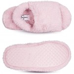 Jessica Simpson Girls Plush Faux Fur Slip on House Slippers With Memory Foam