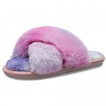 JIASUQI Kids Boys Girls Cross Open Toe Fuzzy Fluffy House Slippers Cozy Memory Foam Plush Furry Slides Slippers