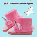 LA PLAGE Girls Unicorn Bootie Slippers Warm Plush Comfy Bedroom Slippers Boots(Toddler/Little Kid)
