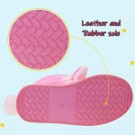 LA PLAGE Girls Unicorn Bootie Slippers Warm Plush Comfy Bedroom Slippers Boots(Toddler/Little Kid)