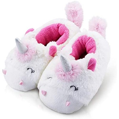 LA PLAGE Girls Unicorn Slippers for Toddler Kid Comfortable Non-Skid Cozy Soft House Slippers for Toddler Girl