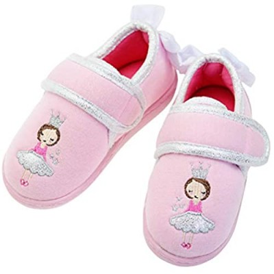 LA PLAGE Little Girls Cute Slippers Comfort Slip-on with Memory Foam Winter Warm House Shoes
