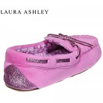 Laura Ashley Fleece Girls Slippers Floral Pink Girls Moccasin Slippers for Kids