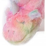 Little Kids Cozy Unicorn Rainbow Slippers Warm Socks Plush Fleece Slip-on Booties for Boy Girls Indoor & Outdoor