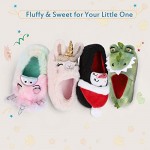 LongBay Boys Girls Cute Animal House Shoes Fuzzy Plush Fleece Slippers with Soft Anti-Skid Sole