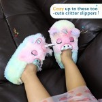 LongBay Boys Girls Cute Animal House Shoes Fuzzy Plush Fleece Slippers with Soft Anti-Skid Sole