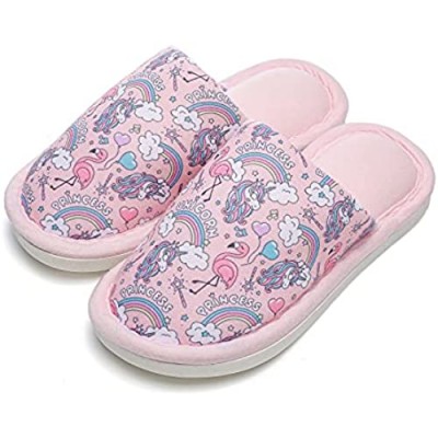 MEMON Boys Girls House Slippers Kids Cute Cartoon Animal Unicorn/Dinosaur Slippers Memory Foam Comfy Slide Slippers Non Slip Toddler Home Shoes