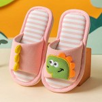 MEMON Toddler House Slippers Dinosaur Shoes For Boys Open Toe Cotton Linen Comfort Slip on Indoor Home Slippers for Girls and Boys