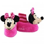 Minnie Mouse Disney Toddler Girls Plush 3D Minnie Head Sock Top Slippers