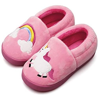 Plush Warm Slippers for Girls Boys Kids Toddlers Winter Fur Lined Indoor House Home Shoes