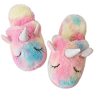 Rainbow Unicorn Slippers/Cute Fluffy Girls Slippers/Cozy Plush Indoor Outdoor Women Slippers/Best Unicorn Gifts