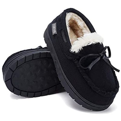 Toddler Kids' Moccasin House Shoe with Indoor Outdoor Memory Foam Sole Protection Slipper