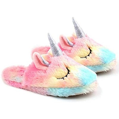 Unicorn Slippers for Girls Women Cute Cotton Slippers Rainbow Unicorn Slippers Warm Anti-Slip Slippers Unicorn Gifts for Girls