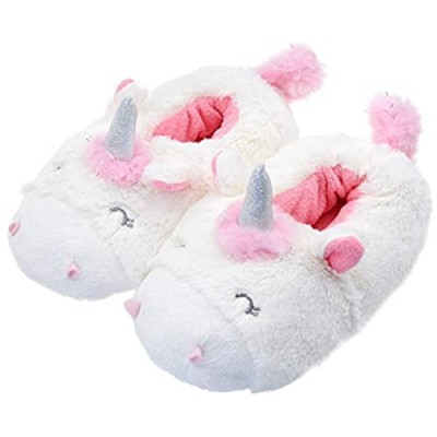 VLLY Girls Kids Cute Unicorn Slippers with Warm Plush Fleece House Slip-on Shoes