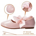 ADAMUMU Girls Dress Shoes Princess Mary Jane Shoes Slip on Casual Toddler Girl Ballet Flats with Bowknot Flower Elastic Band in Party Wedding Dress Up Costume
