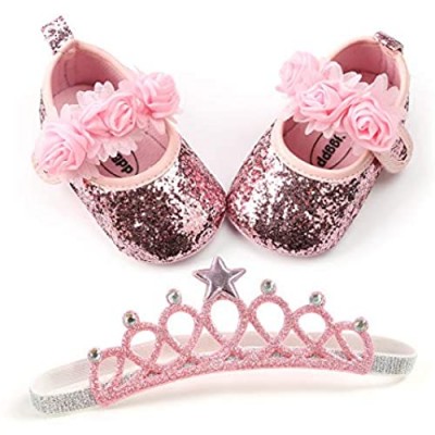 BENHERO Baby Infant Girls Soft Sole Floral Princess Mary Jane Shoes Prewalker Wedding Dress Shoes