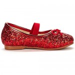 DREAM PAIRS Girl's Toddler/Little Kid/Big Kid Belle 01 Mary Jane Glitter Ballerina Flat Shoes