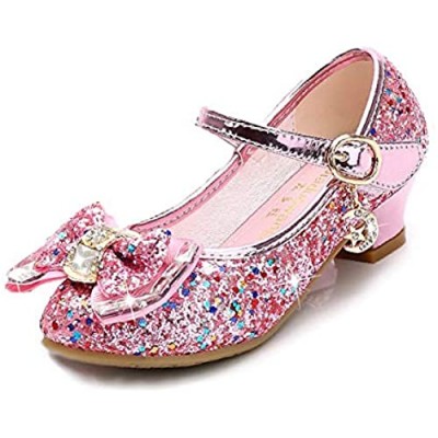 Girls Dress Shoes Mary Jane Wedding Party Shoes Glitter Bridesmaids Princess Heels (Toddler/Little Kid/Big Kid)