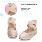 HEHAINOM Girls Dress Shoes Toddler Little Kids Gracy Ballet Mary Jane Ballerina Flats with Elastic Ankle Strap