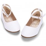 HEHAINOM Girls Toddler Little Kid Dress Shoes Mary Jane Ballet Flats with Ankle Strap for Flower Girl