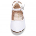 HEHAINOM Girls Toddler Little Kid Dress Shoes Mary Jane Ballet Flats with Ankle Strap for Flower Girl