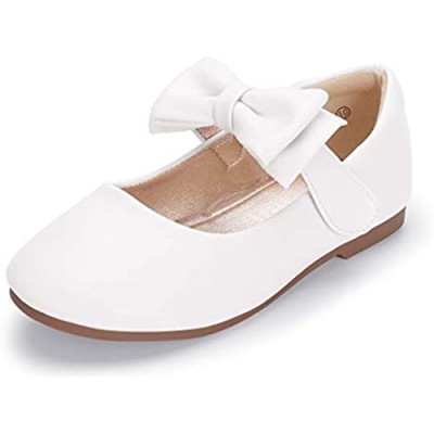 HEHAINOM Toddler/Little Girls Alisa Mary Jane Dress Shoes Flower Girl Ballet Flats with Bow for Party School