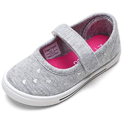 nerteo Toddler Shoes Girls Mary Jane Canvas Flat Sneakers