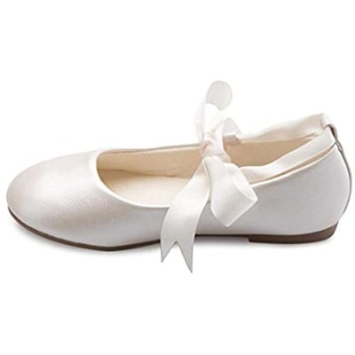 Olivia K Girls Adorable Ballerina Mary Jane Flats Ribbon Tie Shoes