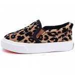 Boy's Girl's Canvas Sneakers Casual Leopard Print Slip-on Loafer Shoes Flats（Toddler/Little Kid）