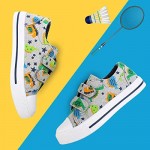 K KomForme Toddler Boys & Girls Shoes Kids Canvas Sneakers with Cartoon Dual Hook and Loops
